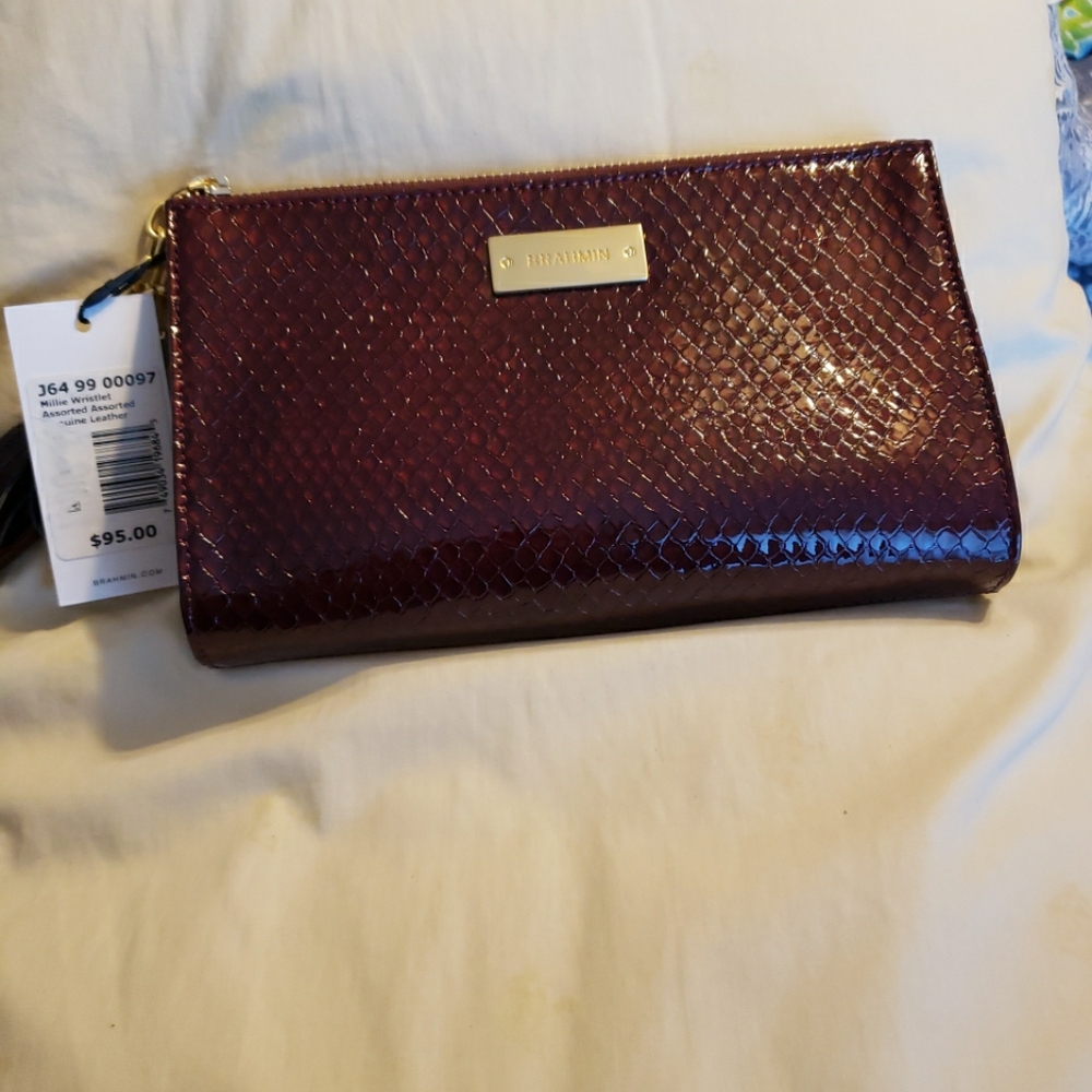 NWT Brahmin Millie Maroon Wristlet